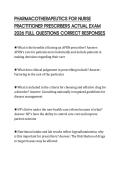 PHARMACOTHERAPEUTICS FOR NURSE PRACTITIONER PRESCRIBERS ACTUAL EXAM 2026 FULL QUESTIONS CORRECT RESPONSES