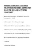 PHARMACOTHERAPEUTICS FOR NURSE PRACTITIONER PRESCRIBERS CERTIFICATION EVALUATION EXAMS 2026 PRACTICE SOLUTION SET
