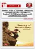 Test Bank for Survey of Accounting&comma; 7th Edition by Edmonds & Olds&comma; ISBN&colon;9781264442973 &vert; Chapters 1-16 &vert; All Chapters &vert; Questions with Correct Answers &vert; Graded A&plus; PASS