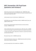 WCC Humanities 102 Final Exam Questions and Answers