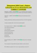 Management Skills Exam 1- Rutgers  UPDATED ACTUAL QUESTIONS AND  CORRECT ANSWERS