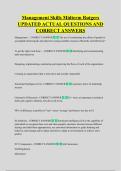 Management Skills Midterm Rutgers  UPDATED ACTUAL QUESTIONS AND  CORRECT ANSWERS