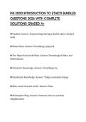 PHI 2000 INTRODUCTION TO ETHICS BUNDLED QUESTIONS 2026 WITH COMPLETE SOLUTIONS GRADED A&plus;