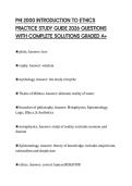 PHI 2000 INTRODUCTION TO ETHICS PRACTICE STUDY GUIDE 2026 QUESTIONS WITH COMPLETE SOLUTIONS GRADED A&plus;
