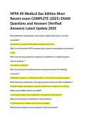 NFPA 99 Medical Gas Edition Most  Recent exam COMPLETE &lpar;2025&rpar; EXAM  Questions and Answers &lpar;Verified  Answers&rpar; Latest Update 2026