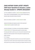 OHIO NOTARY EXAM LATEST UPDATE  2026 Exam Questions & Answers &vert; Latest  Already Graded A&plus; UPDATE 2025&vert;2026&excl;&excl; 