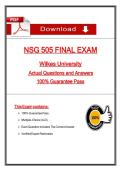 NSG 505 FINAL EXAM  Wilkes University  Actual Questions and Answers  100&percnt; Guarantee Pass 