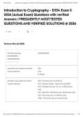 Introduction to Cryptography - D334 Exam &vert;&vert; 2026 &lpar;Actual Exam&rpar; Questions with verified Answers &vert; FREQUENTLY MOST TESTED QUESTIONS AND VERIFIED SOLUTIONS &commat; 2026