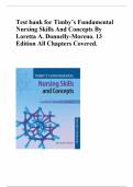 Test Bank - Timby's Fundamental Nursing Skills and Concepts 13th Edition Loretta A Donnelly-Moreno&period;&vert;All cahpters 1-38 covered&comma; Including rationales&period;&vert;Latest update&period;