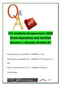 Chi Institute Acupuncture 2026 Exam &ndash; 300&plus; Questions & Verified Answers on Meridian Theory and Acupuncture Point Localization