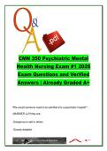 CMN 350 Psychiatric Mental Health Nursing Exam 1 2026 &ndash; 500 Questions & Verified Answers on Therapeutic Communication&comma; Anxiety&comma; Psychopharmacology and Legal Guidelines