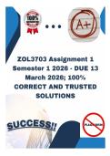 ZOL3703 Assignment 1 Semester 1 2026 - DUE 13 March 2026&semi; 100&percnt; CORRECT AND TRUSTED SOLUTIONS