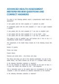 ADVANCED HEALTH ASSESSMENT MIDTERM REVIEW QUESTIONS AND CORRECT ANSWERS