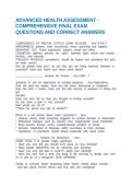 ADVANCED HEALTH ASSESSMENT - COMPREHENSIVE FINAL EXAM QUESTIONS AND CORRECT ANSWERS