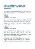 HEALTH ASSESSMENT FINAL TEST BANK QUESTIONS AND CORRECT ANSWERS