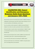 HAZWOPER ERG&colon; Hazard Identification and Emergency Response Guide Exam Questions and Answers 100&percnt; PASS