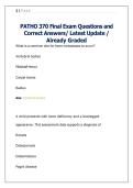 PATHO 370 Final Exam Questions and Correct Answers&sol; Latest Update &sol; Already Graded