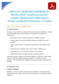 CHEM 219 LAB REPORT EXPERIMENT 1 DISTILLATION Actual Exam 2026&sol;2027 Complete Questions and Verified Answers Portage Learning Pass Guaranteed - A&plus; Graded