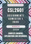 CSL2601 Assignment 1 Semester 1 2026 Memo &vert; Due Date March 2026