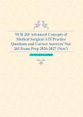 NUR 265 Advanced Concepts of  Medical Surgical Practice  Questions and Correct Answers&sol; Nur  265 Exam Prep 2026-2027 &lpar;New&excl;&rpar;