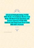 Advanced Pathophysiology NURS  6501 Week 1 To 6 Quizzes Review Test  Bank with Real Exam Questions and  Correct Answers&sol; NURS 6501  Midterm and Final Exam Prep Guide  2026-2027 &lpar;Newest&excl;&rpar;