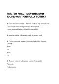 RDA TEST FINAL STUDY SHEET 2026 SOLVED QUESTIONS FULLY CORRECT
