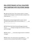REAL ESTATE FINANCE ACTUAL EXAM PAPER 2026 QUESTIONS WITH SOLUTIONS GRADED A&plus;