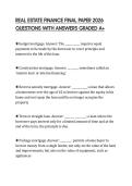 REAL ESTATE FINANCE FINAL PAPER 2026 QUESTIONS WITH ANSWERS GRADED A&plus;