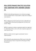 REAL ESTATE FINANCE PRACTICE SOLUTION 2026 QUESTIONS WITH ANSWERS GRADED A&plus;