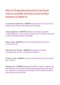 Intro to Professional Nursing Final Exam Actual Complete Questions and Verified Answers&vert; Graded A&plus;