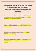 VIRGINIA LIFE AND HEALTH EXAM REAL EXAM 2026 &vert; ALL QUESTIONS AND CORRECT ANSWERS &vert; VERIFIED ANSWERS &vert; UPDATED VERSION