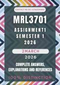 MRL3701 Assignment 1 Semester 1 2026 Memo &vert; Due Date 2 March 2026