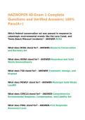 HAZWOPER 40-Exam 1 Complete Questions and Verified Answers&vert; 100&percnt; Pass&lpar;A&plus;&rpar;
