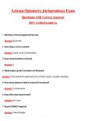 Arizona Optometry Jurisprudence Exam  Questions with Correct Answers  100&percnt; Verified Graded A&plus;