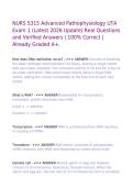 NURS 5315 Advanced Pathophysiology UTA Exam 1 &lpar;Latest 2026 Update&rpar; Real Questions and Verified Answers &vert; 100&percnt; Correct &vert; Already Graded A&plus;&period;