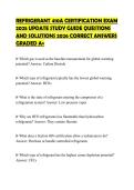 REFRIGERANT 410A CERTIFICATION EXAM  2025 UPDATE STUDY GUIDE QUESTIONS  AND SOLUTIONS 2026 CORRECT ANSWERS  GRADED A&plus; 