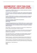 IAHCSMM CRCST - CRCST FINAL EXAM  PREP JCSPD Q&A 2026 LATEST UPDATE