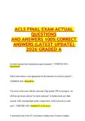ACLS FINAL EXAM ACTUAL QUESTIONS AND ANSWERS 100&percnt; CORRECT  ANSWERS &lpar;LATEST UPDATE&rpar; 2026 GRADED A