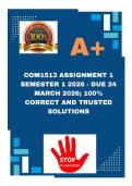 COM1513 Assignment 1 Semester 1 2026 - DUE 24 March 2026&semi; 100&percnt; CORRECT AND TRUSTED SOLUTIONS