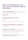 NR565 &sol; NR 565 Midterm Exam Study Guide &lpar;Latest 2026 UPDATED&rpar;&colon; Advanced Pharmacology
