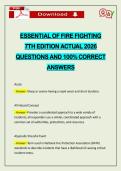ESSENTIAL OF FIRE FIGHTING 7TH EDITION ACTUAL 2026 QUESTIONS AND 100&percnt; CORRECT ANSWERS