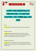 LATEST 2026 ESSENTIALS OF FIREFIGHTING&comma; 7TH EDITION&colon; CHAPTER 1 KEY TERMS Q&A 100&percnt; PASS
