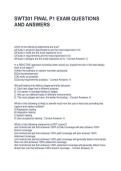 SWT301 FINAL P1 EXAM QUESTIONS AND ANSWERS