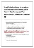 New Mexico Psychology Jurisprudence  Exam Practice Questions And Correct  Answers &lpar;Verified Answers&rpar; Plus  Rationales 2026 Q&A Instant Download  Pdf 