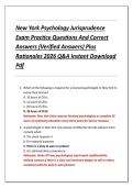 New York Psychology Jurisprudence  Exam Practice Questions And Correct  Answers &lpar;Verified Answers&rpar; Plus  Rationales 2026 Q&A Instant Download  Pdf 