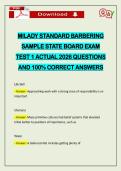 MILADY STANDARD BARBERING SAMPLE STATE BOARD EXAM TEST 1 ACTUAL 2026 QUESTIONS AND 100&percnt; CORRECT ANSWERS