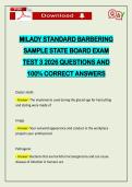 MILADY STANDARD BARBERING SAMPLE STATE BOARD EXAM TEST 3 2026 QUESTIONS AND 100&percnt; CORRECT ANSWERS