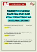 MISSISSIPPI STATE BARBER BOARD EXAM STUDY GUIDE ACTUAL 2026 QUESTIONS AND 100&percnt; CORRECT ANSWERS