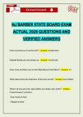 NJ BARBER STATE BOARD EXAM ACTUAL 2026 QUESTIONS AND VERIFIED ANSWERS