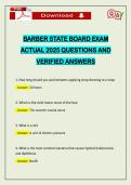 BARBER STATE BOARD EXAM ACTUAL 2025 QUESTIONS AND VERIFIED ANSWERS
